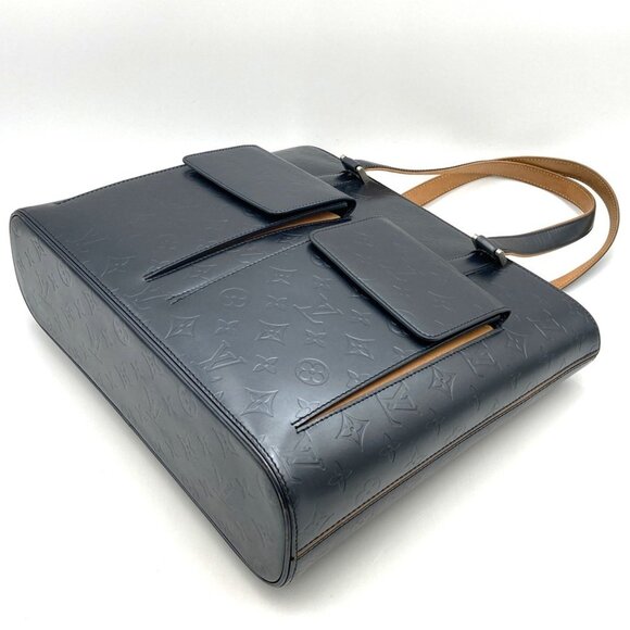 LOUIS VUITTON Navy Monogram Leather Tote Bag - Picture 4 of 13